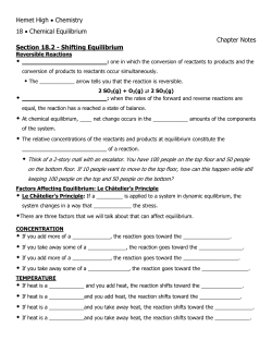 Ch 18: Chemical Equilibrium