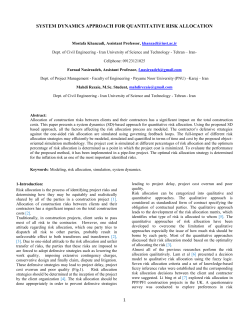 SYSTEM DYNAMICS APPROACH FOR QUANTITATIVE RISK