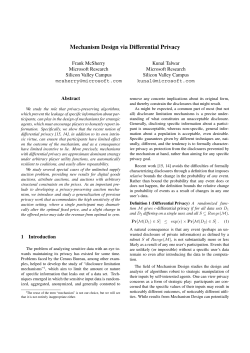 Mechanism Design via Differential Privacy