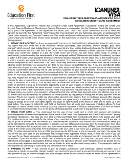 visa credit builder/visa platinum/visa gold consumer credit card