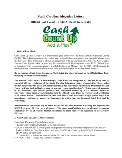 Official Rules - South Carolina Education Lottery