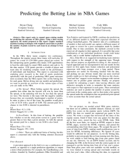 Predicting the Betting Line in NBA Games - CS 229