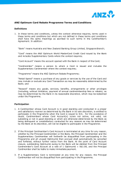 ANZ Optimum Card Rebate Programme Terms and Conditions