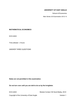 UNIVERSITY OF EAST ANGLIA School of Economics