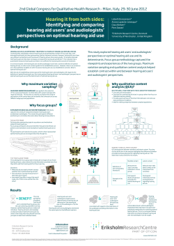 Hearing it from both sides - Eriksholm Research Centre