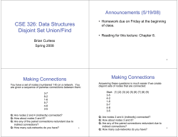 CSE 326: Data Structures Disjoint Set Union/Find