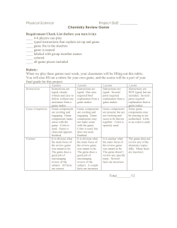 Physical Science Project DUE: ______ Chemistry Review Game
