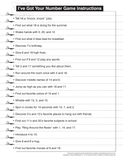 I`ve Got Your Number Game Instructions