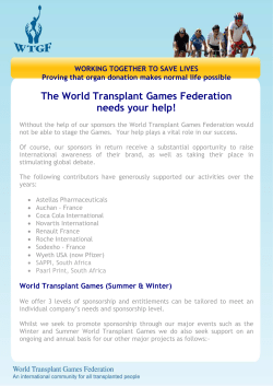 The World Transplant Games Federation needs your help!