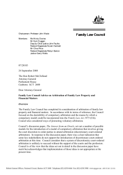 Arbitration of Family Law Property and Financial Matters [DOC 284KB]