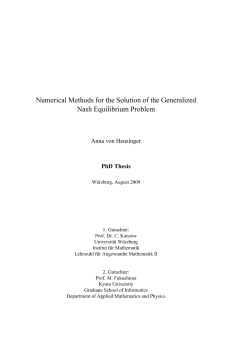 Numerical Methods for the Solution of the Generalized Nash