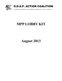 MPP Lobby Kit 2013 - ODSP Action Coalition
