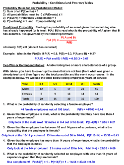 Probability &ndash; Conditional and Two-way Tables