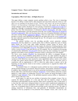 Computer Viruses Theory and Experiments, Cohen, 1984