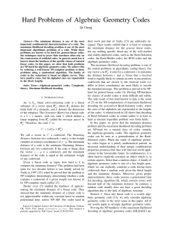 Hard Problems of Algebraic Geometry Codes