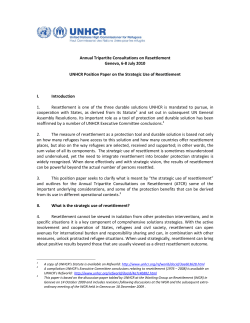 Discussion Paper on the Strategic Use of Resettlement