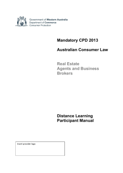 Australian Consumer Law - 2013 CPD manual for real estate agents