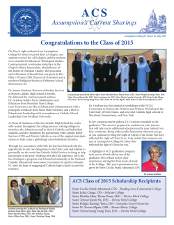 July 2015 Newsletter - Assumption College for Sisters