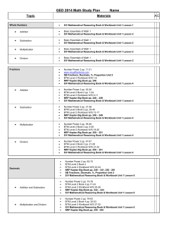GED 2014 math materials correlation