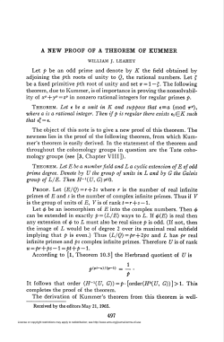 A NEW PROOF OF A THEOREM OF KUMMER 1