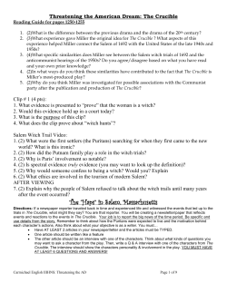 Threatening the American Dream: The Crucible Reading Guide for