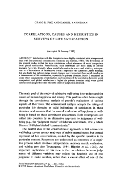 Correlations, causes and heuristics in surveys of life satisfaction