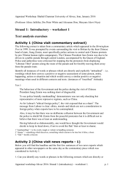 Activity 2 (China visit news reports - 1)
