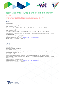 Softball 12 Yrs And Under Team Vic Trial Information 2017