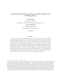 Government Standards, Activists, and the Prospects for Self