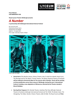 A Number Press Release - Royal Lyceum Theatre Edinburgh