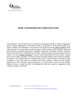 JMU Guide to Sponsored Off Campus Activities