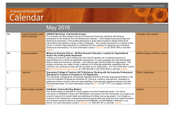 Professional Development Calendar of Events