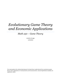 Evolutionary Game Theory and Economic Applications