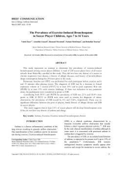 The Prevalence of Exercise-Induced Bronchospasm in Soccer