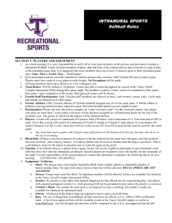 INTRAMURAL SPORTS Softball Rules