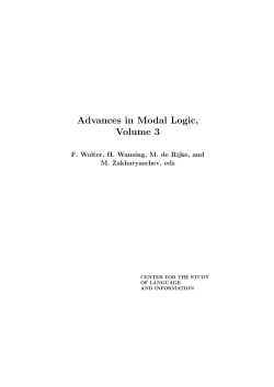 Advances in Modal Logic, Volume 3 - Laboratoire Sp&eacute;cification et