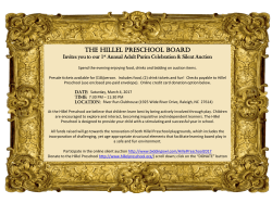 The Hillel Preschool Board Invites you to our 1 st Annual Adult Purim