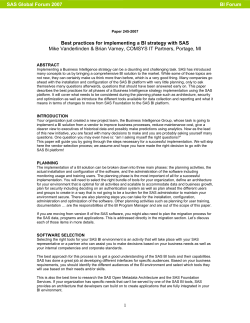 245-2007: Best Practices for Implementing a BI Strategy with SAS&reg;