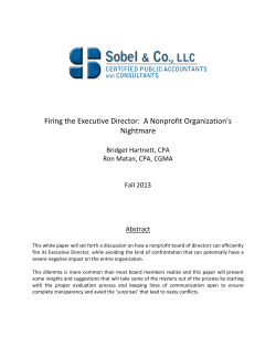 Firing the Executive Director: A Nonprofit Organization`s Nightmare