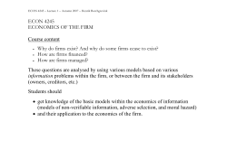 ECON 4245 ECONOMICS OF THE FIRM Course content