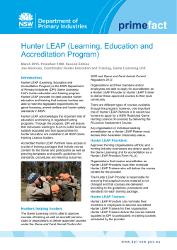 Hunter LEAP - NSW Department of Primary Industries