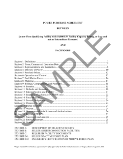 Power Purchase Agreement for New Firm QF Not An