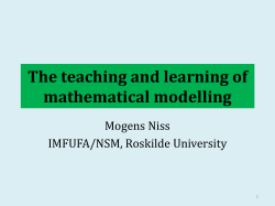 The teaching and learning of mathematical modelling