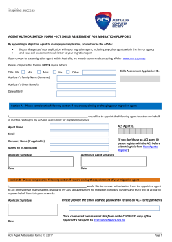 AGENT AUTHORISATION FORM &ndash; ICT SKILLS ASSESSMENT FOR