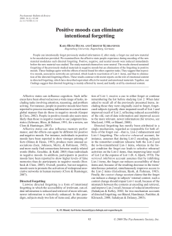 Positive moods can eliminate intentional forgetting