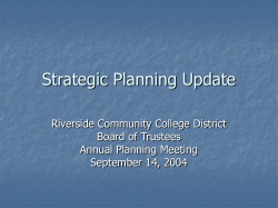 Strategic Planning Update
