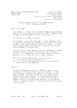 Ad hoc On-Demand Distance Vector (AODV) Routing