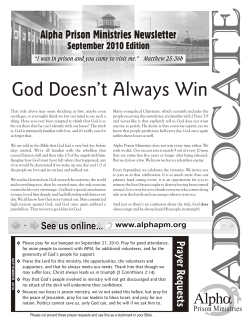God Doesn`t Always Win - Alpha Prison Ministries