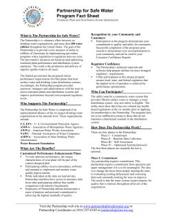 Partnership for Safe Water - Program Fact Sheet