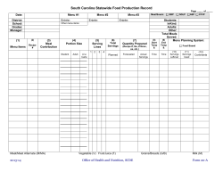 South Carolina Statewide Food Production Record